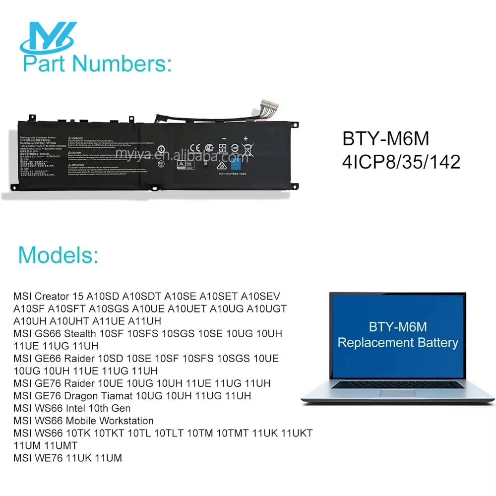 BTY-M6M Laptop Battery for MSI GS66 Stealth GE66 Raider