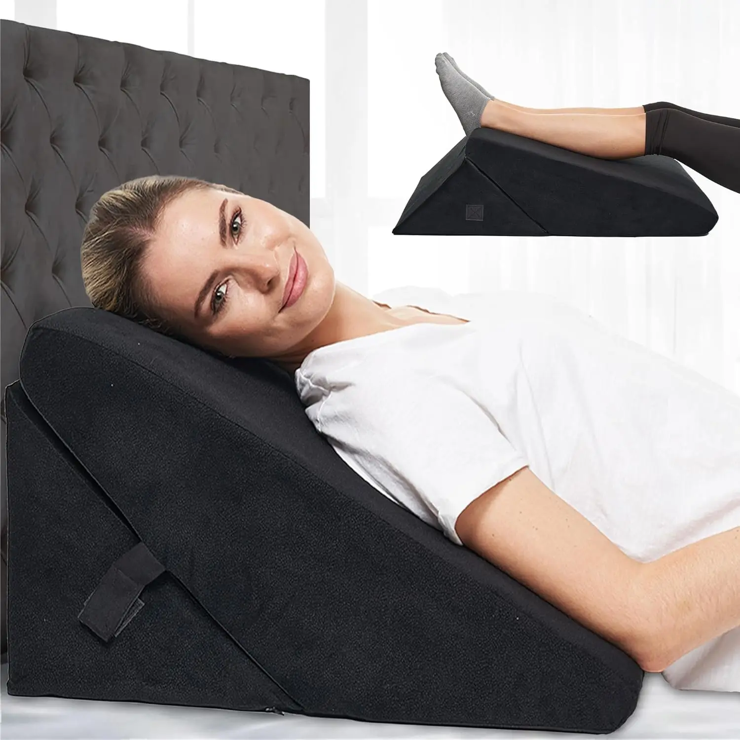 MULTI PURPOSE 7 IN 1 DESIGN Sitting or Sleeping Back Reading Foldable Memory Foam Orthopedic Bed Wedge Pillow