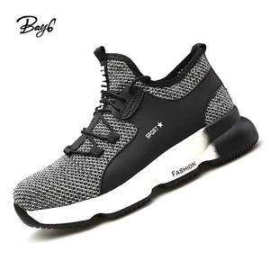 Manmade Construction Orange Grey Anti slip Safety Shoes Sports Jogger