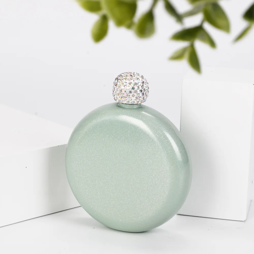 5oz Portable Round Small Flask Gift Glitter Colorful Round Shape