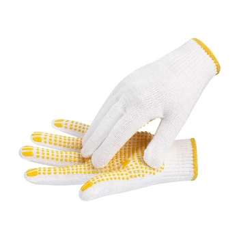 China Wholesale10gauge Pvc Dotted Guantes no-slip Dotted Construction Cotton Knitted Industrial Work Gloves