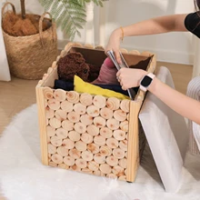 New Design Solid Wood Ottoman Storage Velvet Stool Large Storage Capacity Foot Stool