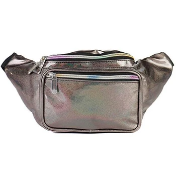 2023 Holographic Waist Bag Glitter Fanny Pack Zipper Closure Unisex Laser Fashion Waterproof Letter Women's Men's Waist Pack