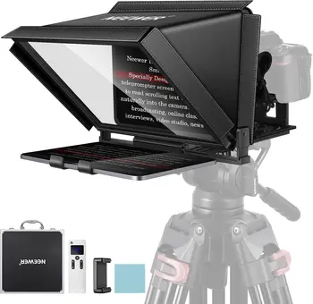 NEEWER X12 14 Inch Aluminum Alloy Teleprompter for iPad Tablet Smartphone DSLR Cameras with Remote Control, Carry Case, APP