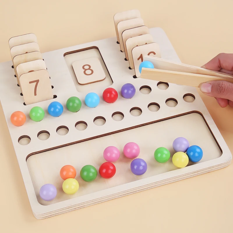 Zhiqu Toys Wooden Montessori Wooden Teaching Aids For Kids Wooden 2 In 1 Digital Learning Board