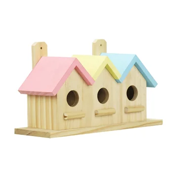 FSC&BSCI Wooden Blue Bird Houses for Outdoors with Standing Pole for Garden, Yard, Birdhouse for Finch, Cardinals