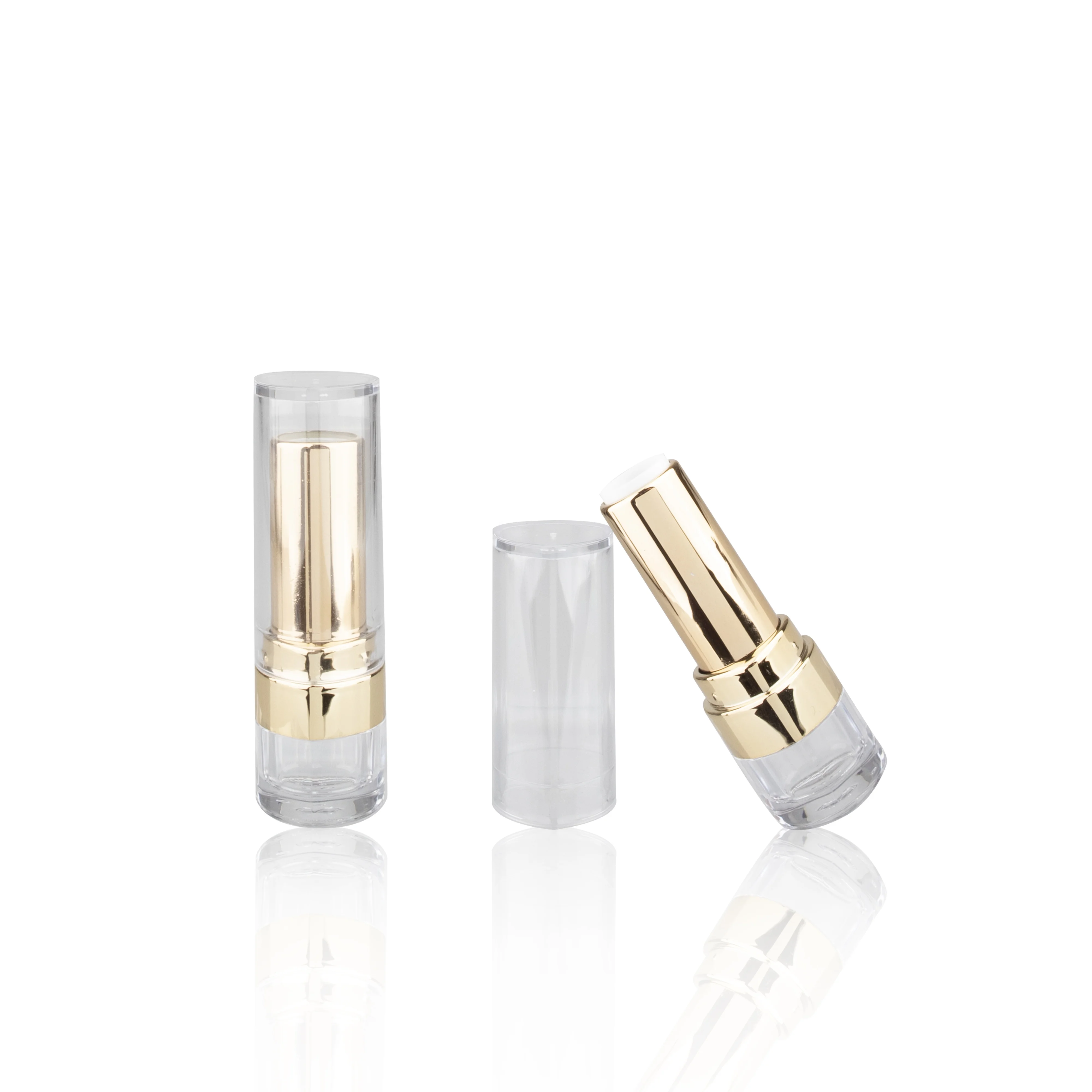 Make Your Own Lip Tube with Logo Printing Custom Empty Gold Lipstick Containers Clear Round Lip Balm Packaging Chinese Supplier