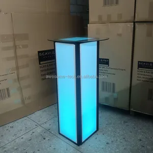 Portable Foldable Square LED Illuminated Cocktail Table Easy Assembled for Home Bar and Hotel Use