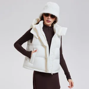 Ladies Casual Wear Puffer Vest Winter Clothes Women Active Wear Tops Custom Zipper Hoodie Goose Down Filled Jacket