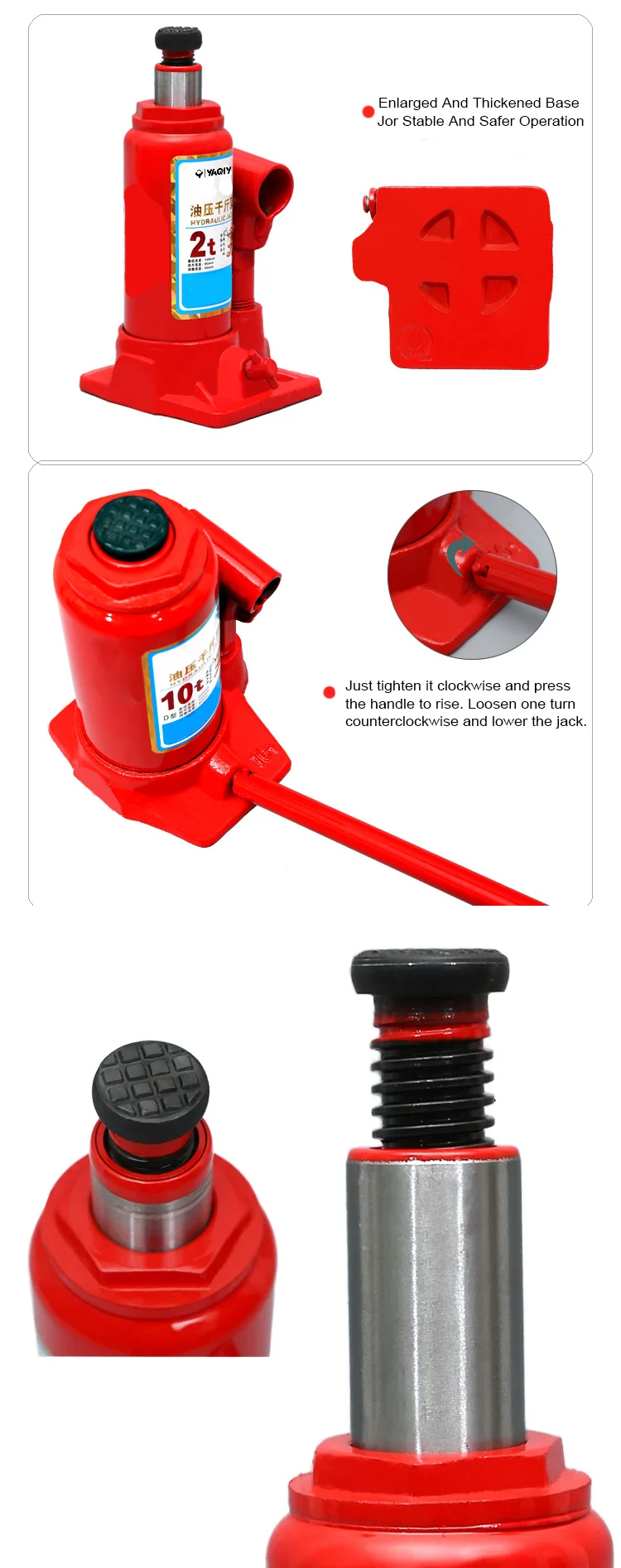 Red Big Red Hydraulic Welded Bottle Jack With Blow Mold Carrying