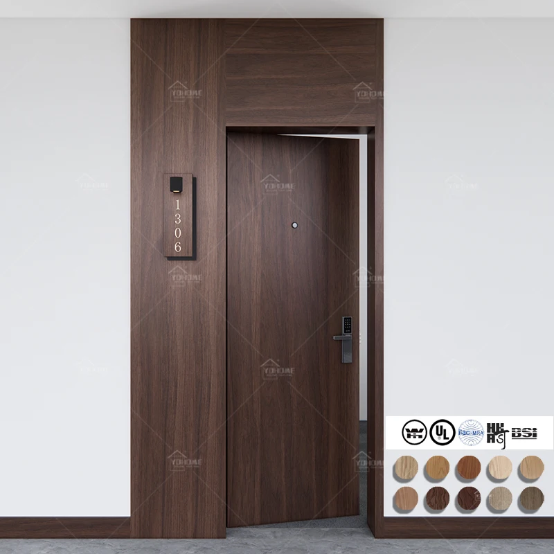 Foshan Source Factory 20 45 60 min Wooden Fire Door Manufacturer Door Fire Resistant Wood Interior Fire Doors