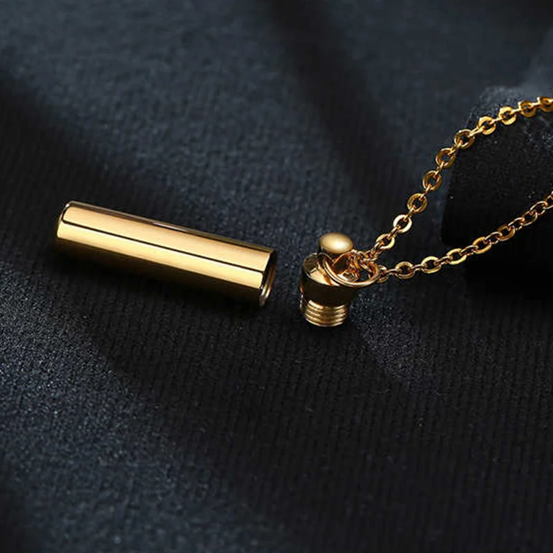 5 color Cylinder Cremation Urn Necklace for Ashes Memorial Keepsake Pendant Stainless Steel Remembrance Jewelry for Women or Men