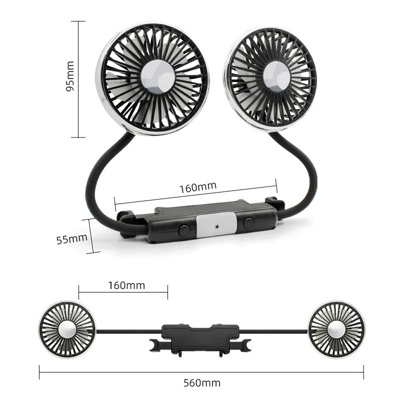 Headrest Mini Cooling Fan, 5V, 360° - detail 10