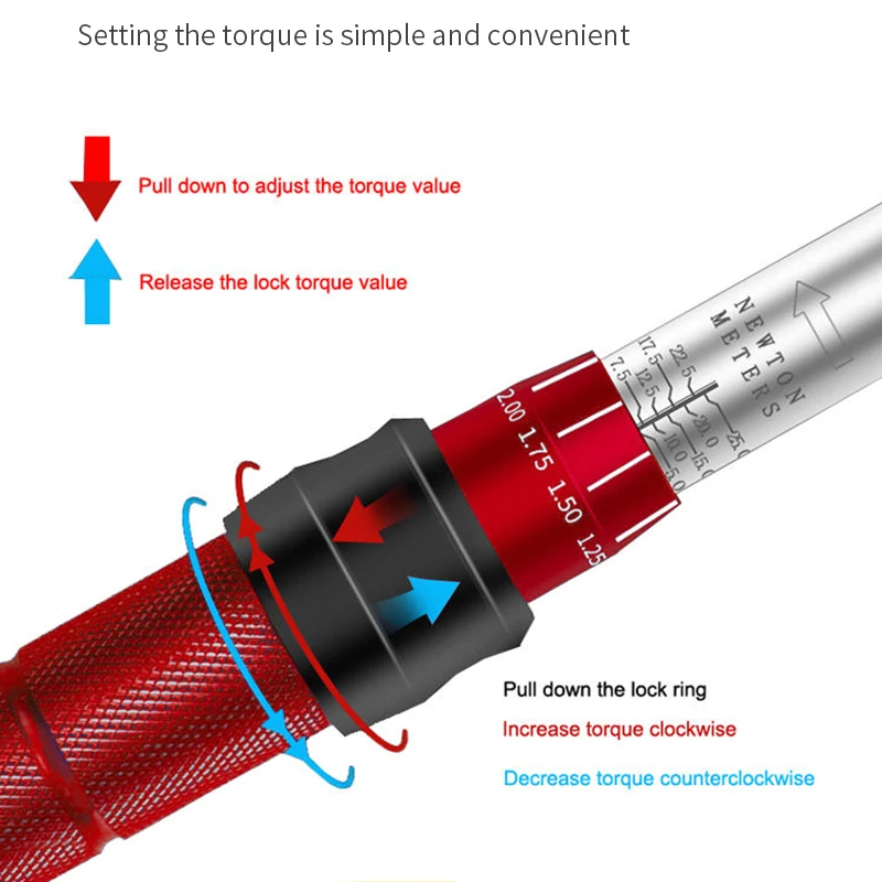 High Accuracy Adjustable Handle Manual Ratchet 1/2 Inch Preset Type Torque Wrench Tool Set