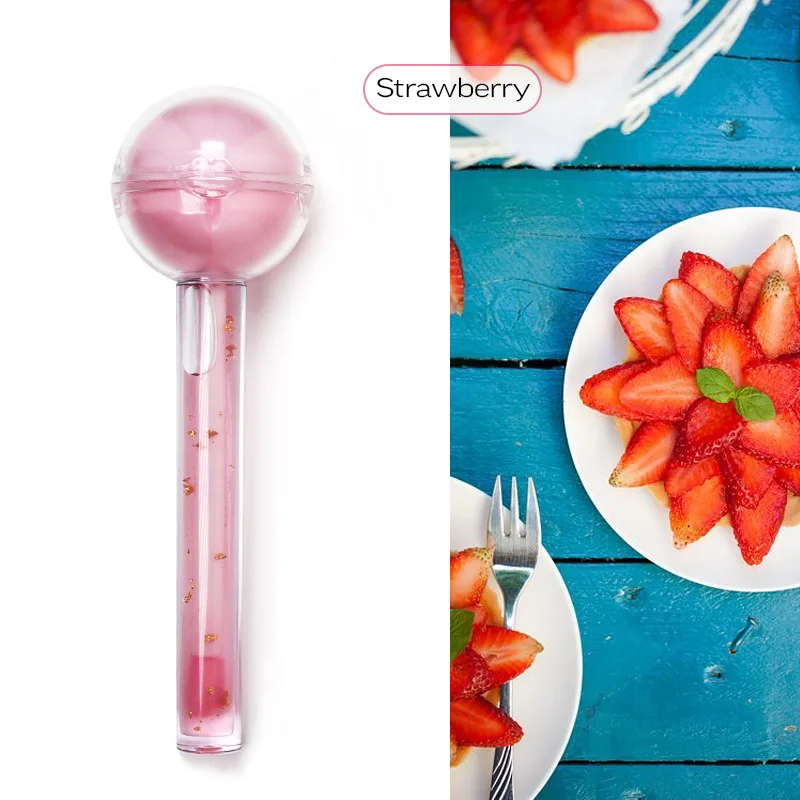 2 in 1 Lip Gloss Cosmetic Lollipop Makeup Change Color Fruit Smell Private Labeling Small Batch Lip Balm Ball for Kids