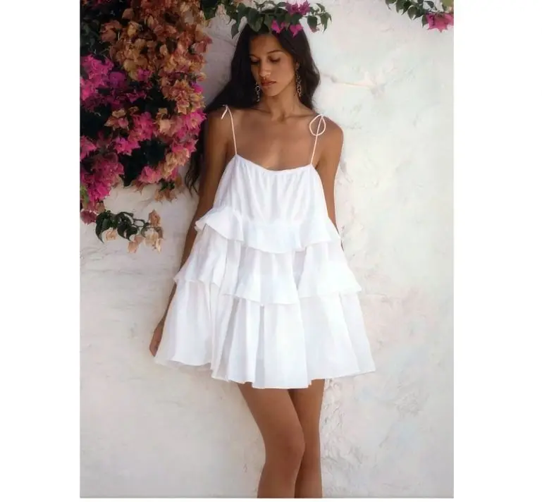 Women's Halter Dress 2025 Summer Multi-tiered Peplum Cake Skirt Halter Dress
