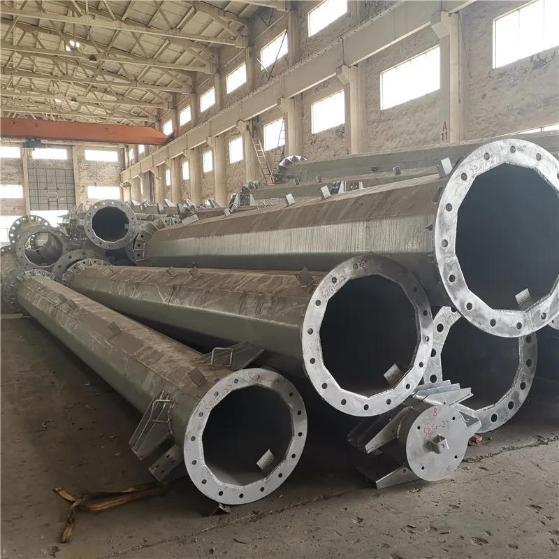 Hot Dip Galvanized Dodecagonal Electrical Power Pole with Cross Arms