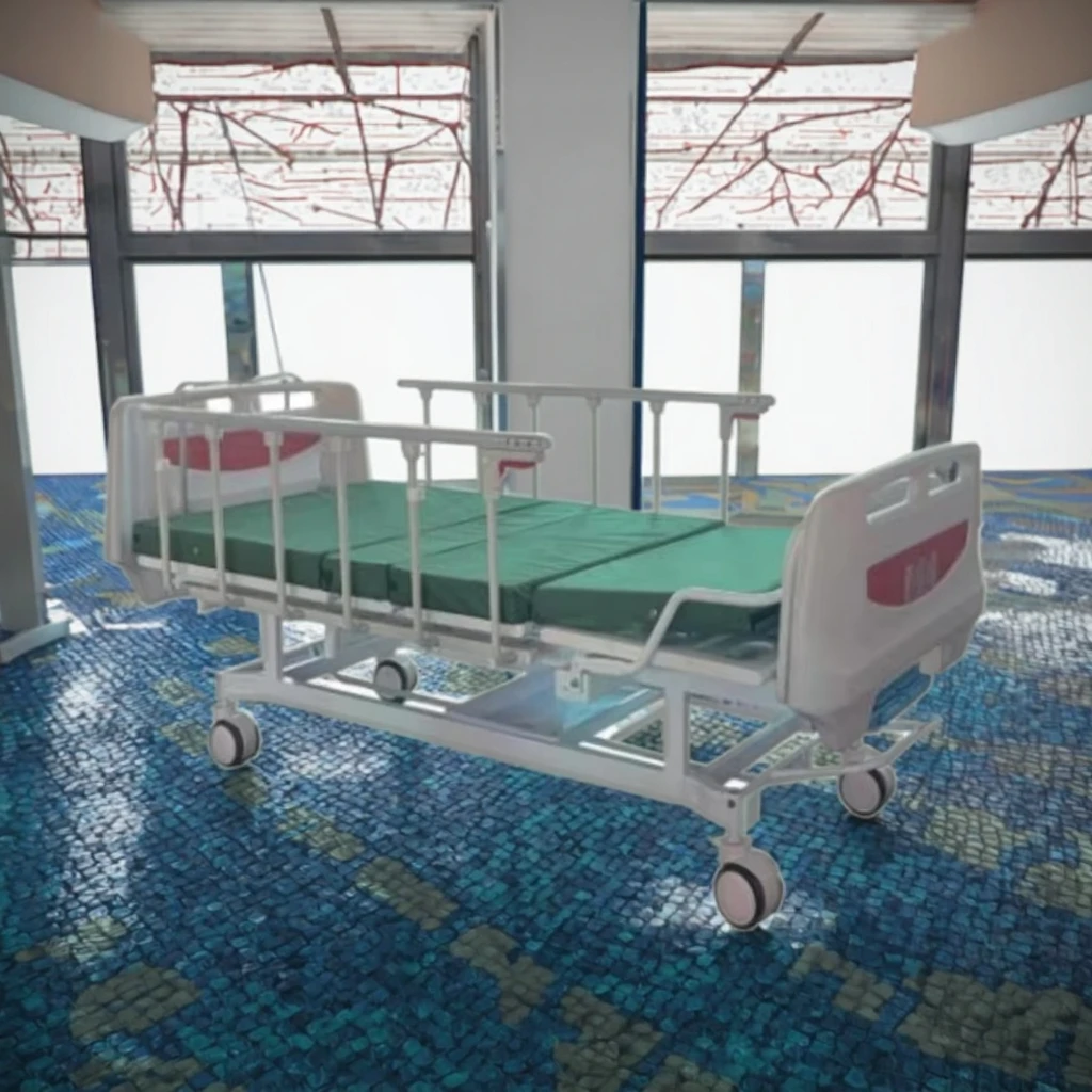 Hotel Hospital Patient Care Durable Eco-Friendly Adjustable Modern Medical Bed Hand Crank PP Headboard Iron Rails Apartment 3