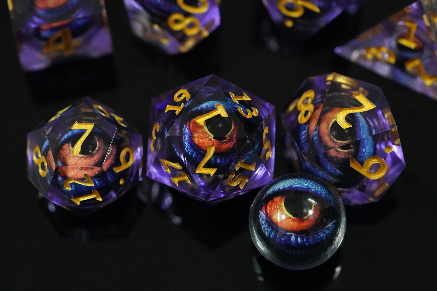 Yushun 7pcs/set Resin Polyhedral Liquid Core Dice TRPG Board Game D4-D20 factory