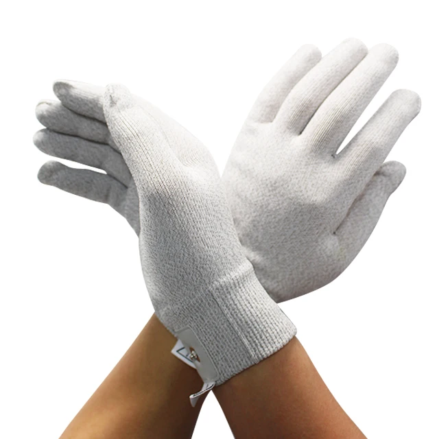 White Cotton Beaded Grip Gloves