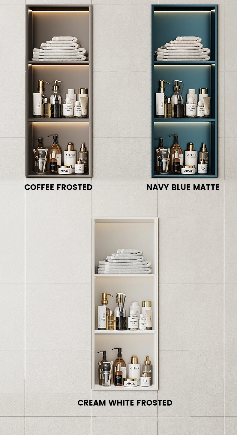 Stainless Steel Niche Cabinet Living Room Bathroom Embedded Design Wall Metal Shelf