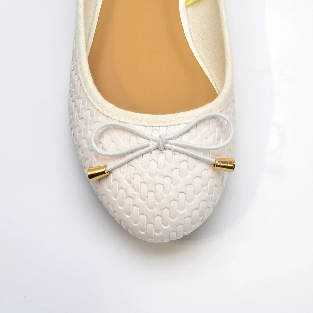 New Styles Soft Insole Weave Pattern Doll Bow Beautiful Ladies Dress Pumps Shoes Women Ballerina Flat Shoes for Wedding