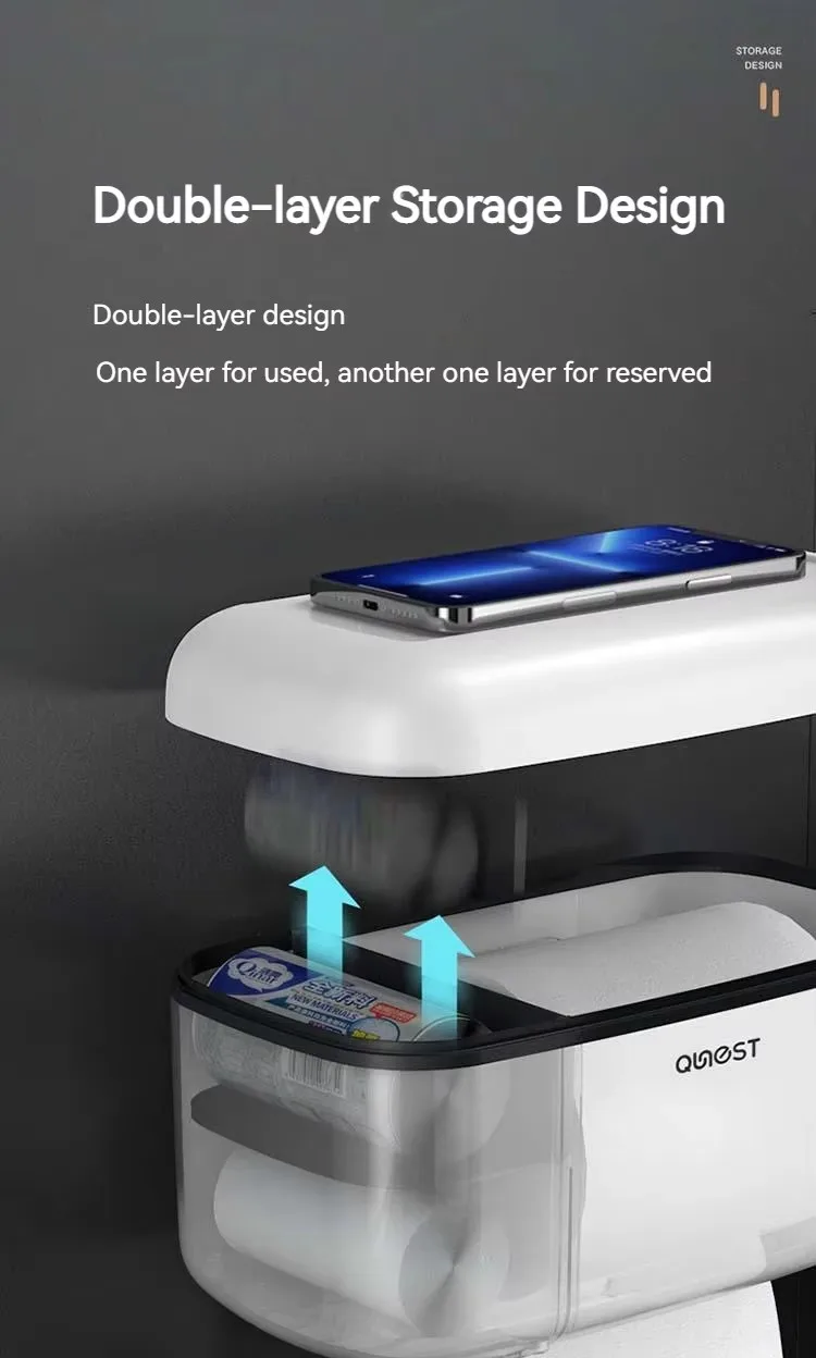 Modern Design Free Sample Bathroom Wall Hanging Drawer Holder Waterproof Multifunctional Plastic Tissue Box details