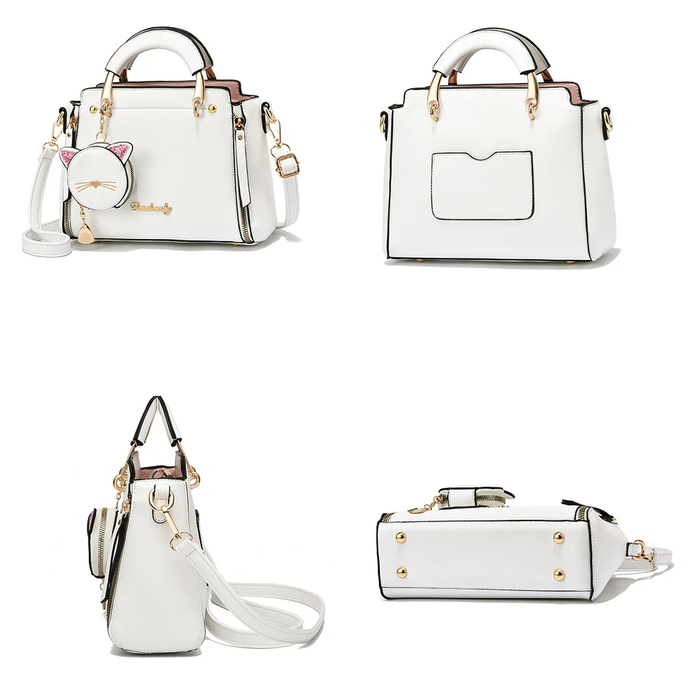 KBW258 Female Solid Color Single Shoulder Crossbody Women Bag Cat Pattern Tide Fashion PU Leather Women Tote Bag Ladies Handbag