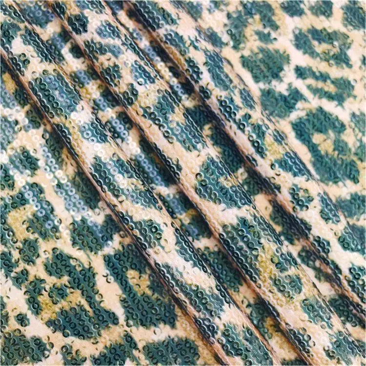 Sequin Polyester Spandex Digital Print Fabric for Wedding Evening Dress