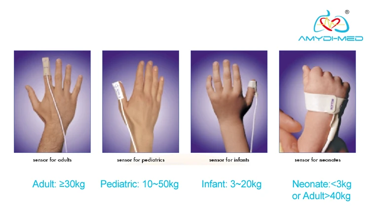 SpO2 Sensor Cable Compatible With CSI 503DX 3.0m Length with DB9-6P Plug Style for Adult Finger Clip