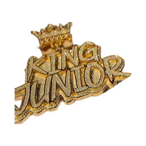 High Quality Gold Plated 925 Sterling Silver Letter Pendant Necklace Iced Out VVS Moissanite Diamond for Men