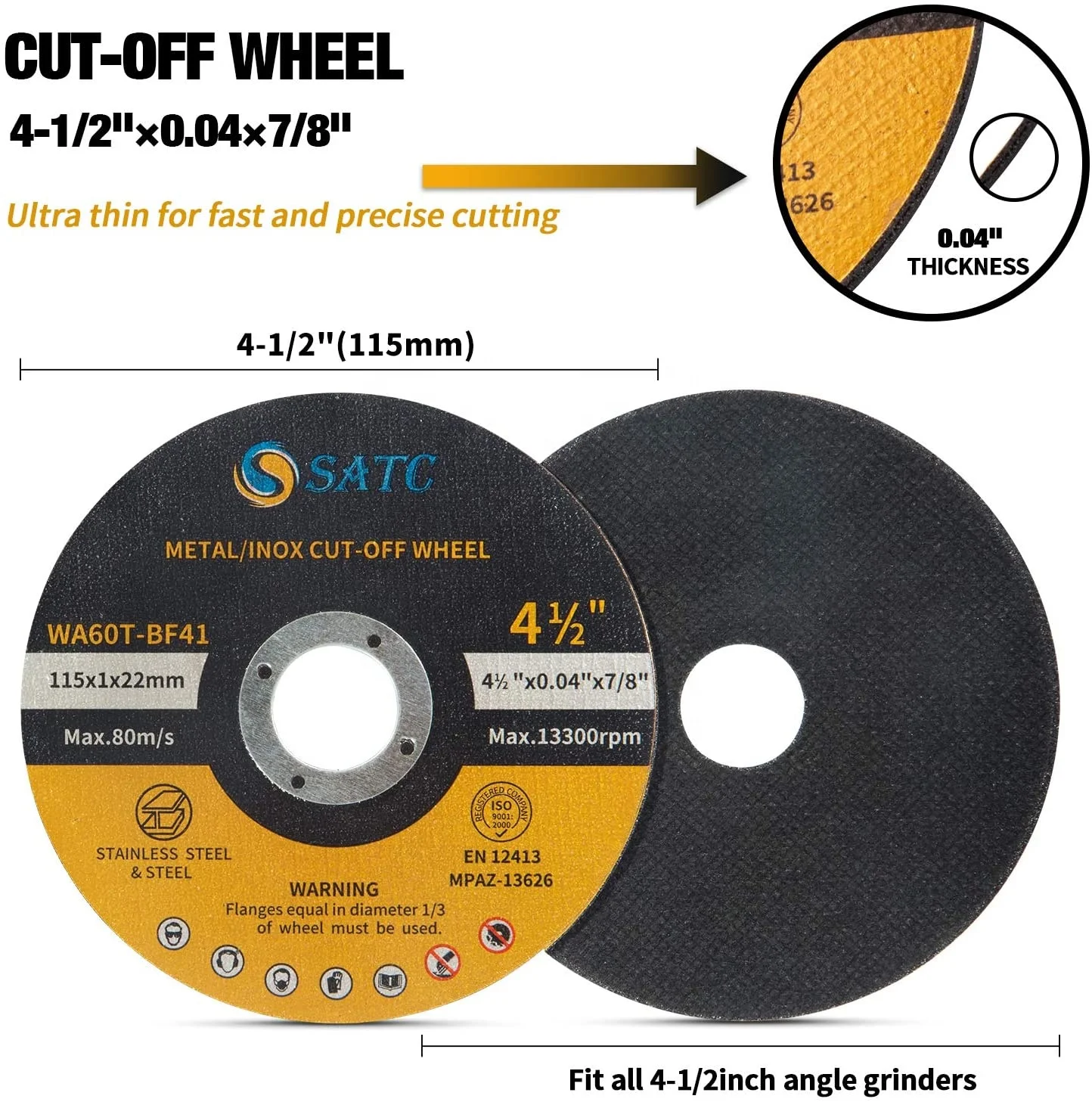 Merryland Cut Off Wheel 4 1/2 Inch For Angle Grinder, Metal