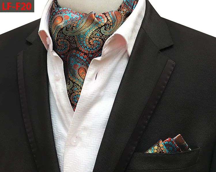 Mens Colorful Paisley Floral Silk Necktie Tie Ascot Cravat Handkerchief Lot