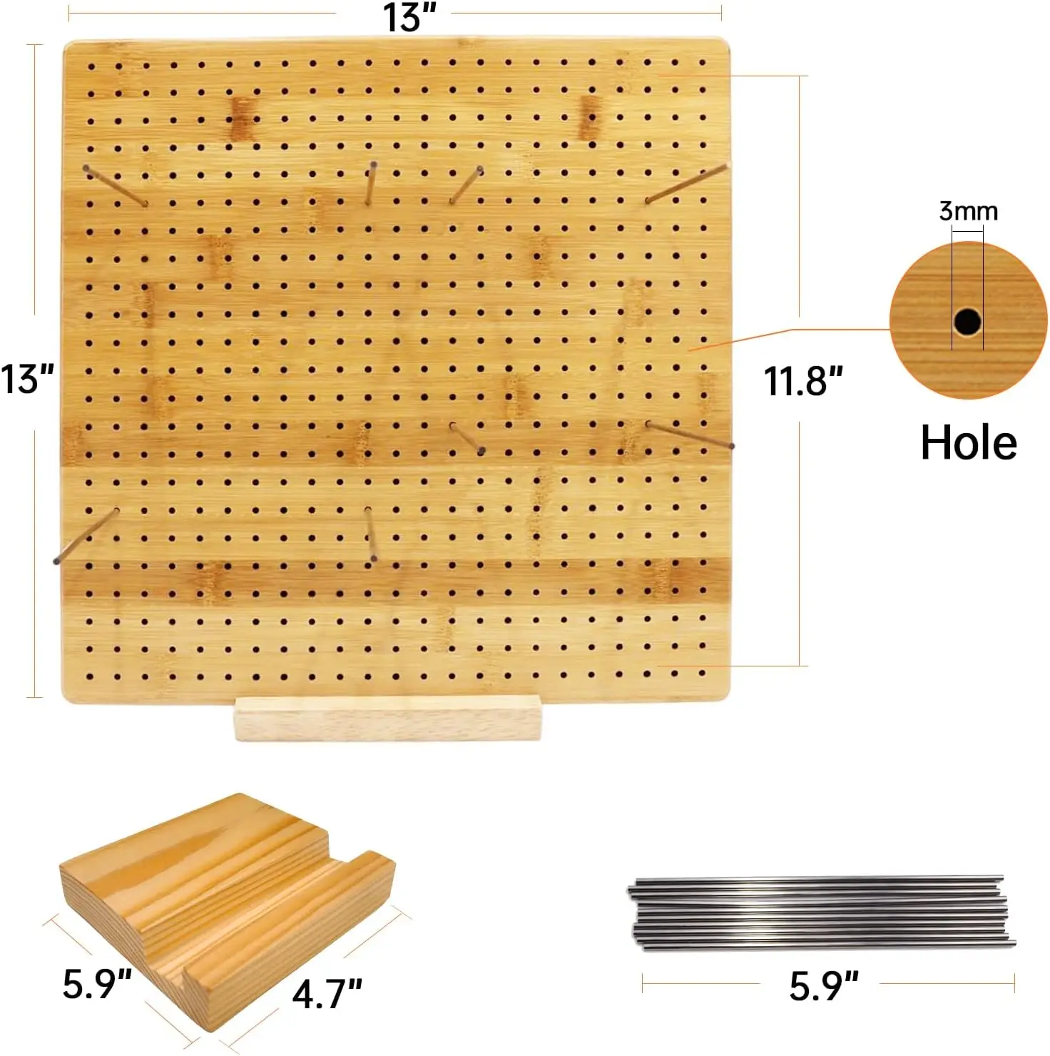 11.8 Inches Bamboo Wooden Board for Knitting Crochet and Granny