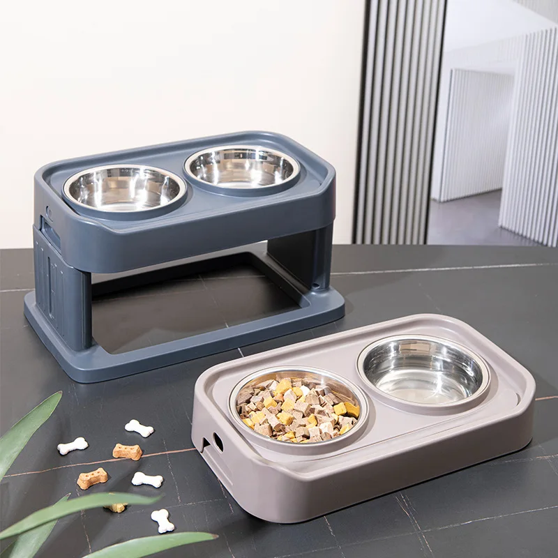 new-arrival-adjustable-dog-bowl-stand-non-slip-raised-height-stainless