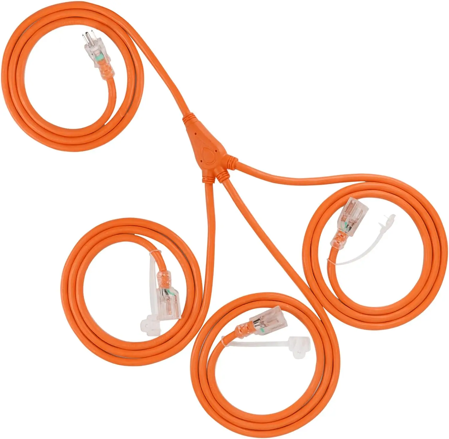 Outdoor Extension Cord 1 To 3 Splitter,Max 6ft End To End (12ft Total