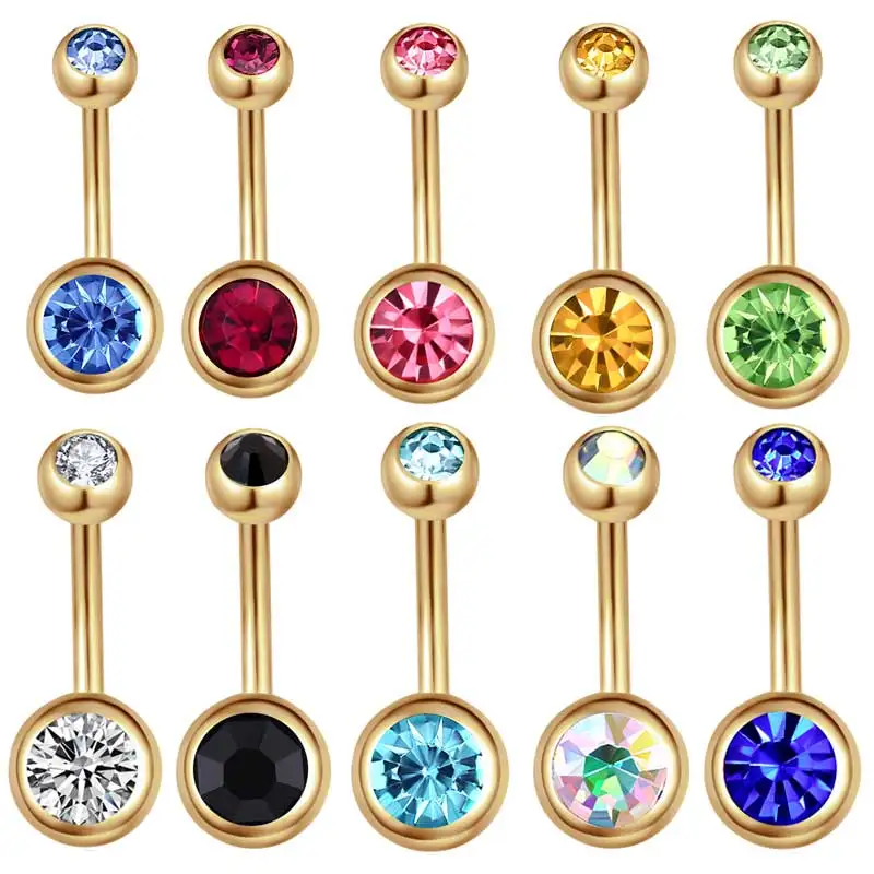 Round Gem Stud Stainless Steel BELLY Button NAVEL Barbell RINGS Piercing Jewelry Round Gem Stud Stainless Steel BELLY Button NAVEL Barbell RINGS Piercing Jewelry
