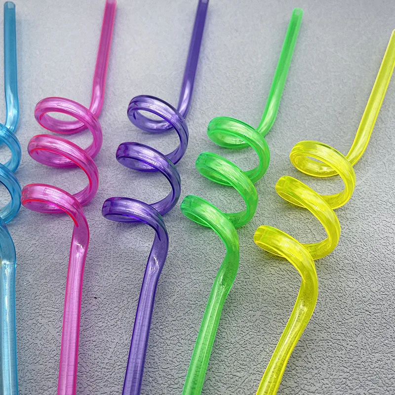 Ychon  Comfy Package  Disposable PET Plastic Drinking Spiral Straws for Birthday Party Supplies Decorations Favors