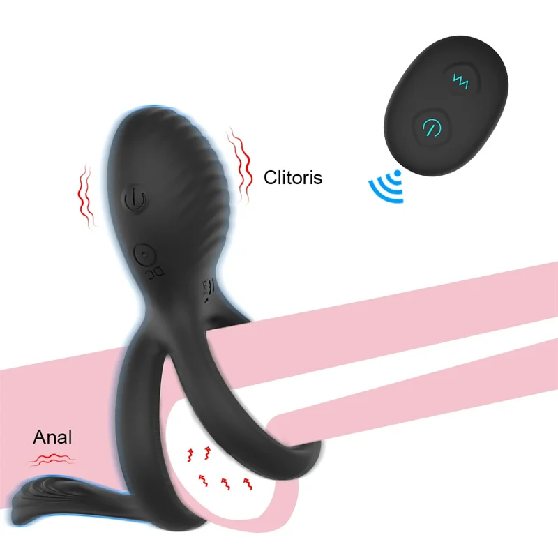 Remote Control Time Delay Vibrating Cock Ring Anal Hook Silicone Sex Toys Quiet USB Charged Penis Rings Vibrator 7 Speeds