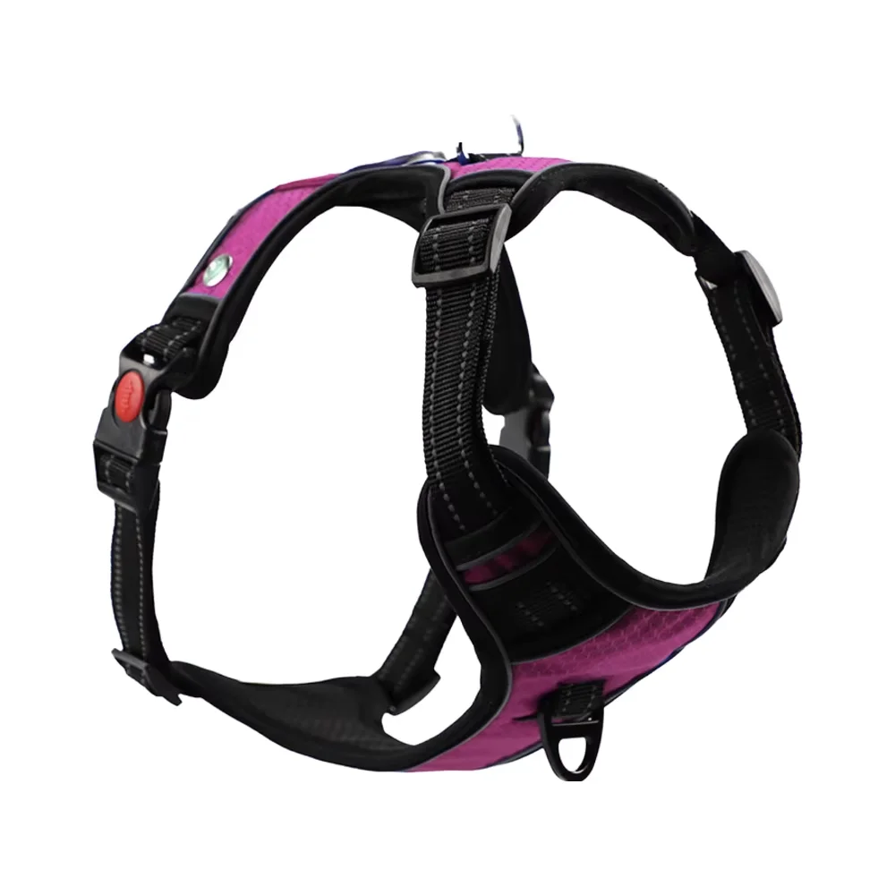 Dog Reflective LED light Harness Nylon Mesh Pet Vest with Plastic Collar Leash for Walking Tailored Fit