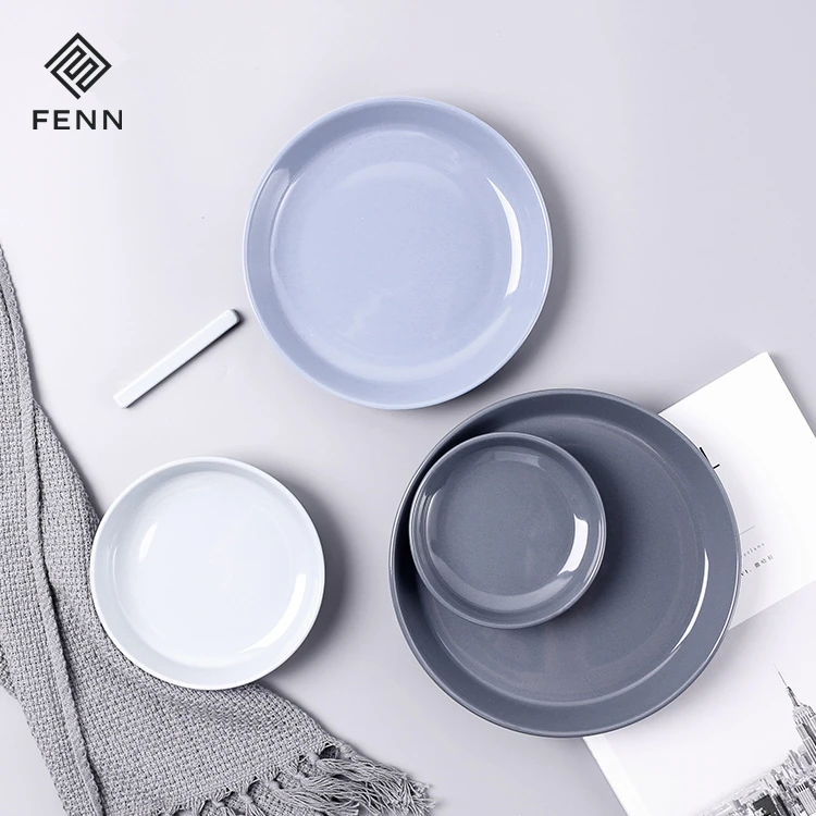 FENN Customized Factory Supplies MultiColor Glazed Nordic Plate / Ceramic Tableware Soup Plate Porcelain Deep Plate & Dish Set