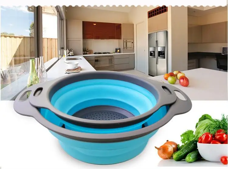 2pcs Set Collapsible Filter Basket Round Hole Basket Strainer Drain