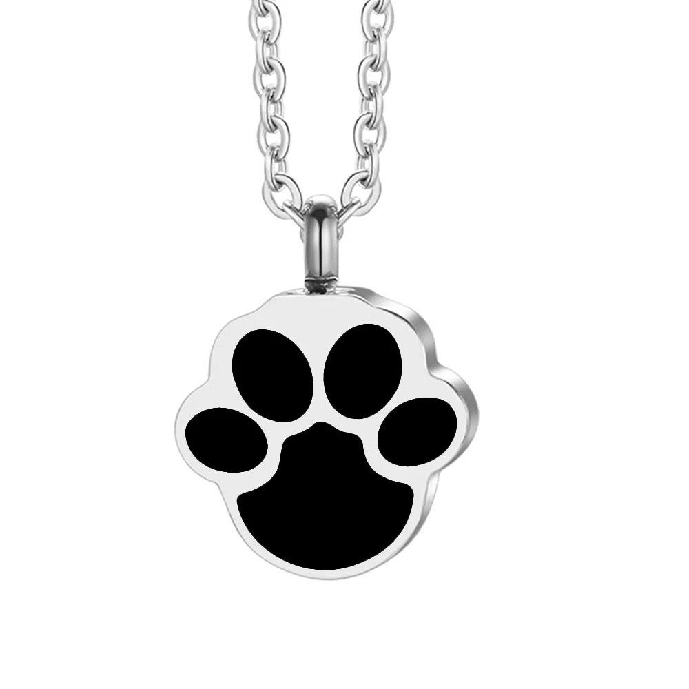 Cremation jewelry stainless steel urn cat paw urn necklace cat and dog ashes memorial pet urn pendant mini souvenir urn pendant
