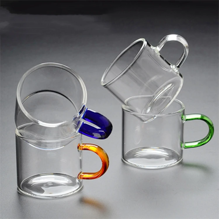 80ml Factory Customized High Quality Water Cup With Handle Colored Home Office Drinking Small Glass Coffee Mug