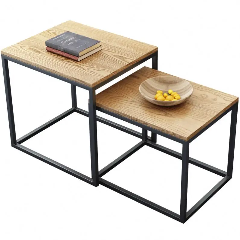 Wooden Square Coffee Table Metal Frame Living Room Furniture Designs