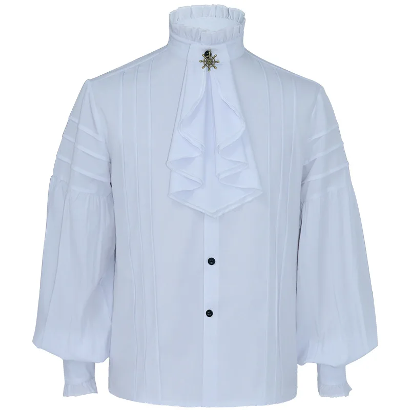 Pirate shirt with lace frills white 