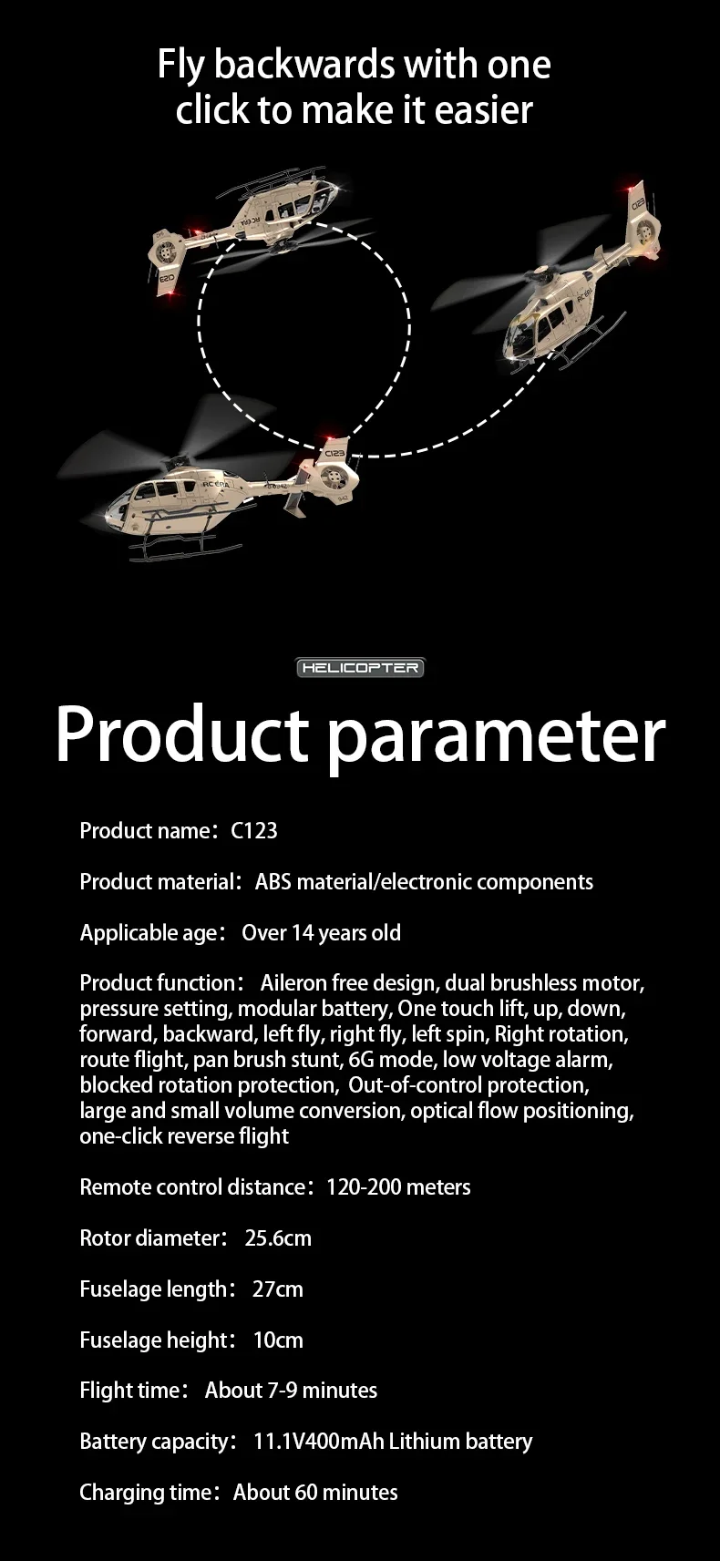 2024 RC ERA C123 RC Helicopter 6CH Double Brushless Direct Drive Single Paddle Aileron Free Model 3D Optical Flow EC135
