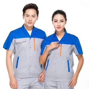 Wholesale Unisex Auto Repair Mechanic Engineer Work Coverall Breathable Cotton/Polyester Two-Piece Industrial Safety Work