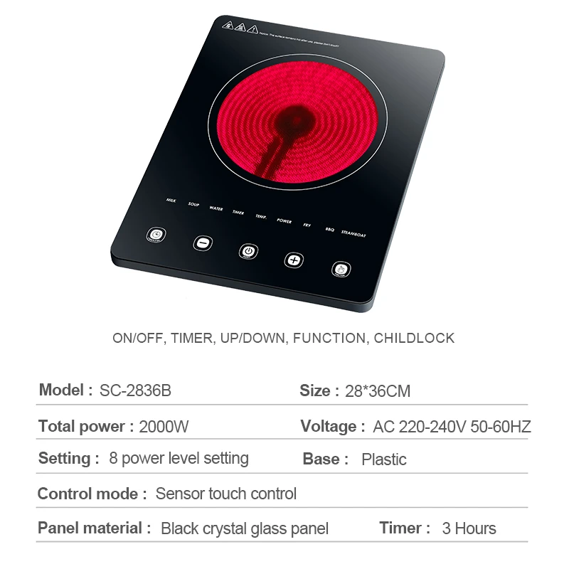 Counter Top Infrared Cooker Multi Functions Infrared Cooktop Table Type Electric Ceramic Stove for Any Cookware