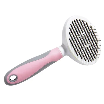 High quality Pet Stainless steel Grooming comb Supplies Push easy clean hair brush